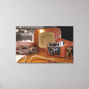 Vintage Analogkamera in Lederbraun Leinwanddruck