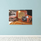 Vintage Analogkamera in Lederbraun Leinwanddruck (Insitu (Holzboden))