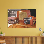 Vintage Analogkamera in Lederbraun Leinwanddruck (Insitu (Wohnzimmer))