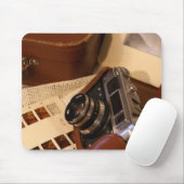 Vintage Analogkamera in Lederbraun Mousepad (Mit Mouse)