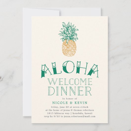 Vintage Ananas Aloha Begrüßungsessen Einladung (Vorderseite)