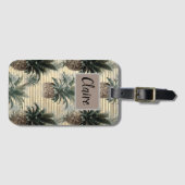 Vintage Ananas auf Goldfolie gestreift Gepäckanhänger (Vorderseite (Horizontal))
