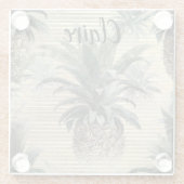 Vintage Ananas auf Goldfolie gestreift Glasuntersetzer (Rückseite)