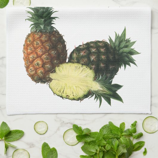 Vintage Ananas, Bio Obst Geschirrtuch (Gefaltet)