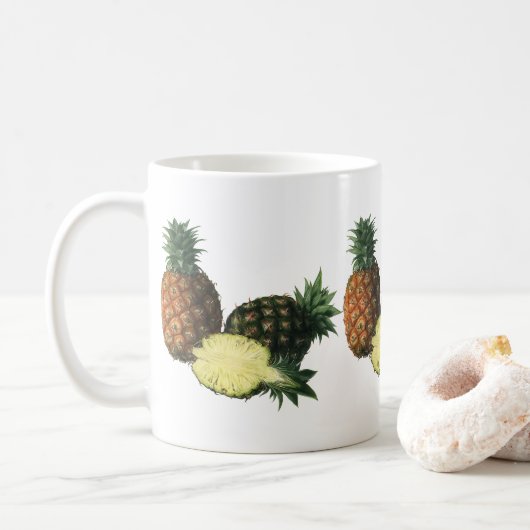 Vintage Ananas, Bio Obst Kaffeetasse (Mit Donut)