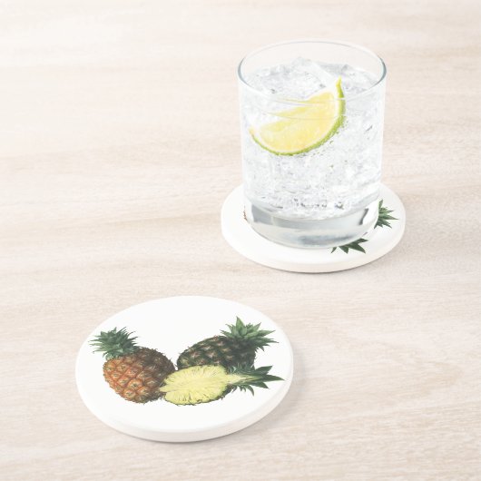 Vintage Ananas, Bio Obst Sandstein Untersetzer (Seite)