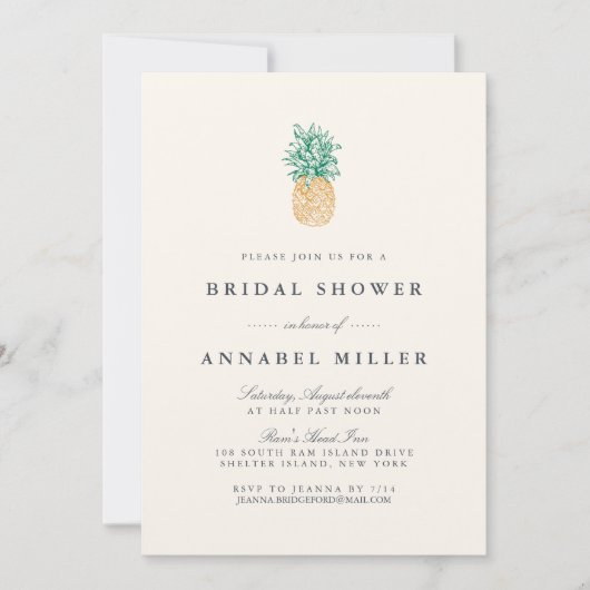 Vintage Ananas Brautdusche Einladung (Vorderseite)
