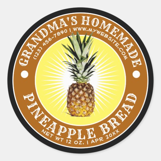 Vintage Ananas-Brotvorlage Runder Aufkleber (Vorderseite)