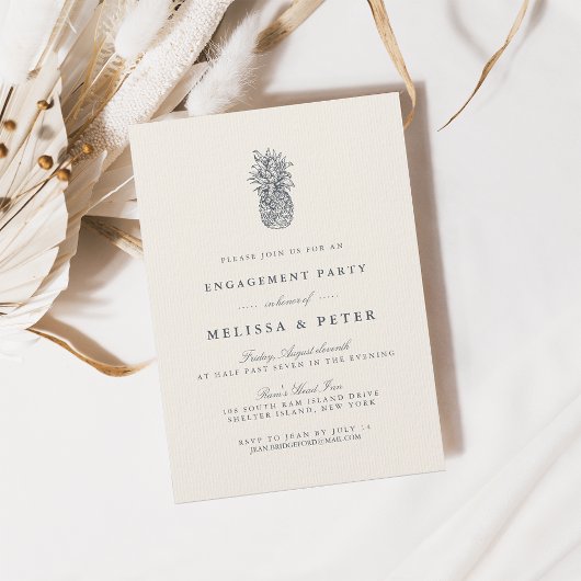 Vintage Ananas-Engagement-Partei auf der Insel Einladung