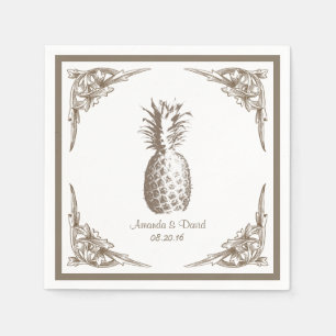 Vintage Ananas-Hochzeit Serviette