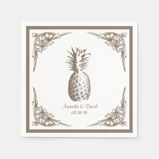 Vintage Ananas-Hochzeit Serviette (Vorderseite)