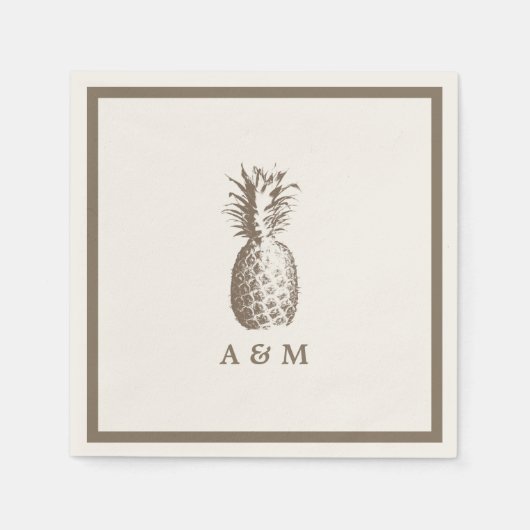 Vintage Ananas-Hochzeit Serviette (Vorderseite)