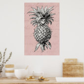 Vintage Ananas-Illustration 1800 Pink Poster (Küche)