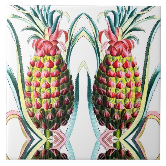 Vintage Ananas-Keramik Fliese (Vorderseite)