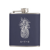 Vintage-Ananas-Monogramm Flachmann (Vorderseite)