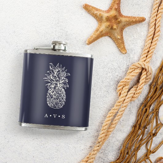 Vintage-Ananas-Monogramm Flachmann