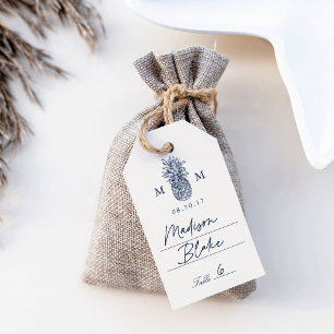 Vintage Ananas-Monogramm-Platzkarten Geschenkanhänger