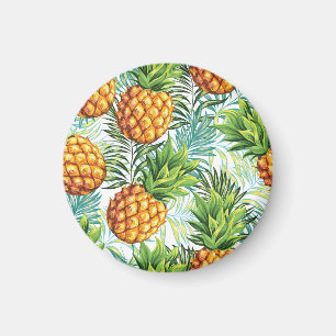 Vintage Ananas: Nahtloses Blumenmuster. Magnet