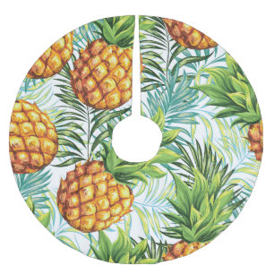 Vintage Ananas: Nahtloses Blumenmuster. Polyester Weihnachtsbaumdecke