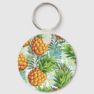 Vintage-Ananas: Nahtloses Blumenmuster. Schlüsselanhänger