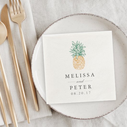Vintage Ananas Personalisiert Hochzeit Serviette