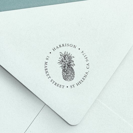 Vintage Ananas Runde Rücksendeadresse Permastempel