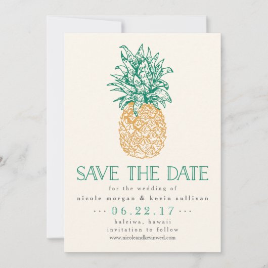Vintage Ananas Save the Date (Vorderseite)
