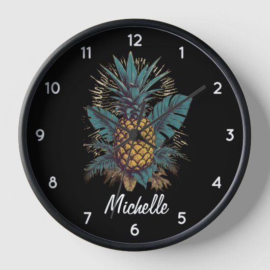 Vintage Ananas Sommerurlaub Personalisiert Uhr (Vorderseite)