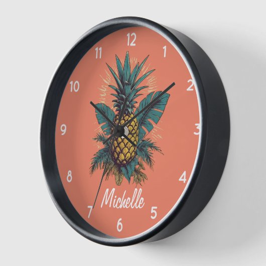 Vintage Ananas Sommerurlaub Personalisiert Uhr (Winkel)