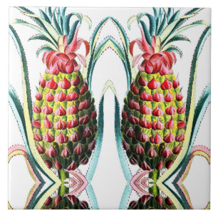 Vintage-Ananas tropische Früchte-Illustration Fliese