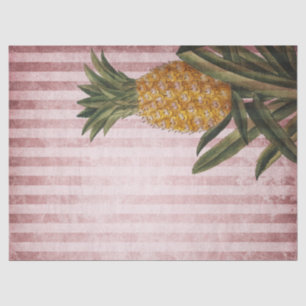 Vintage Ananas und rosa Streifen - Dekoupage Seidenpapier