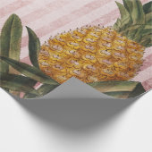 Vintage Ananas und rosa Streifen Geschenkpapier (Ecke)