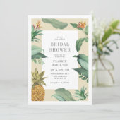 Vintage Ananas und tropische Blätter Brautparty Einladung (Stehend Vorderseite)
