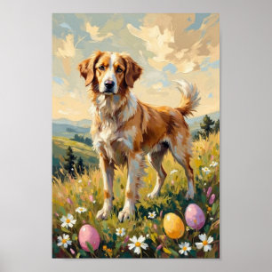 Vintage-Anatolischer Hirtenhund-Osterkunst Poster