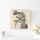 Vintage Anatomical Skeleton Clock Quadratische Wanduhr (Zuhause)