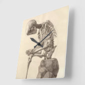 Vintage Anatomical Skeleton Clock Quadratische Wanduhr (Winkel)