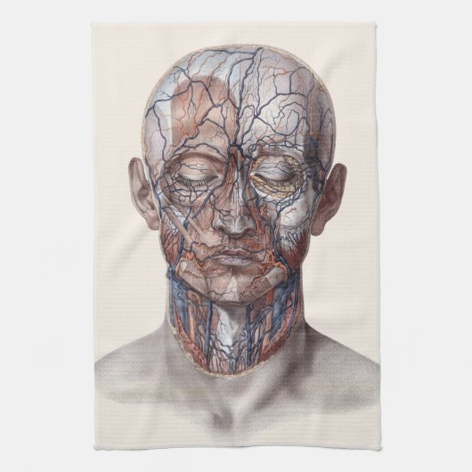 Vintage Anatomie des Menschen, Kopf-Throat-Nase Geschirrtuch (Vertikal)