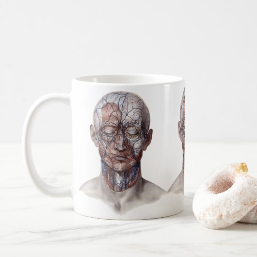 Vintage Anatomie des Menschen, Kopf-Throat-Nase Kaffeetasse (Mit Donut)