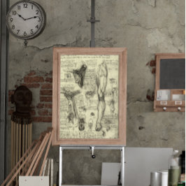 Vintage Anatomie des Menschen Larynx Leg Leonardo  Poster