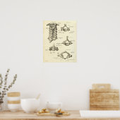 Vintage Anatomie Druckknochen Zervikalvertebra Poster (Küche)