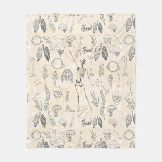 Vintage Anatomie Fleecedecke (Vorderseite)