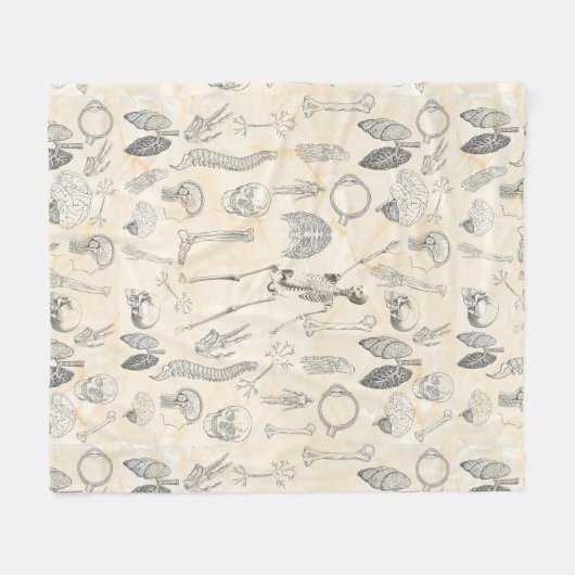 Vintage Anatomie Fleecedecke (Vorderseite (Horizontal))