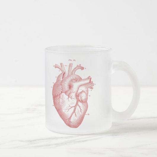 Vintage-Anatomie-Herz-Matte Glas-Tasse Mattglastasse (Rechts)