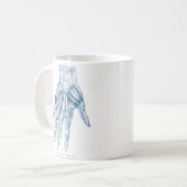 Vintage Anatomie-Kunst-Muskeln des Handblaus Kaffeetasse (Vorderseite Links)