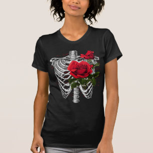 Vintage Anatomie   Rippen mit Blume T - Shirt