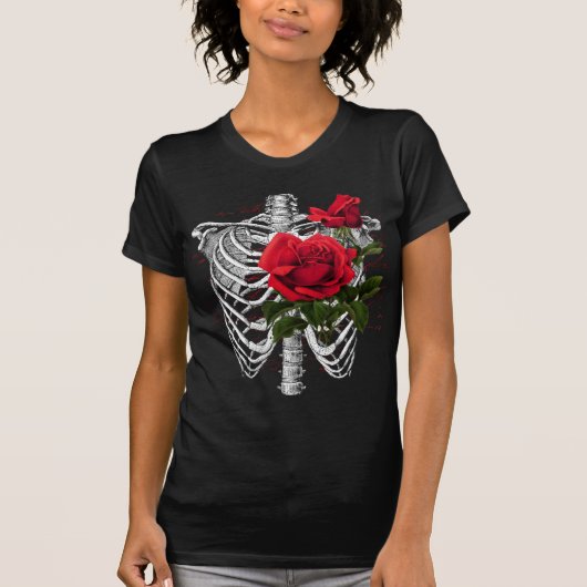 Vintage Anatomie | Rippen mit Blume T - Shirt (Vorderseite)
