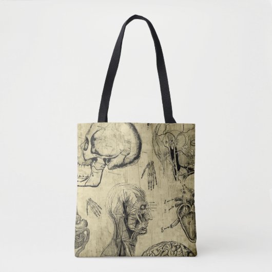 Vintage Anatomie Tote Bag Tasche (Vorderseite)