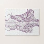 Vintage Anatomie, welche die Rückenmuskel lila Puzzle (Horizontal)