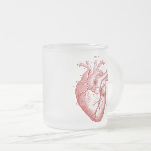 Vintage anatomische Heart Mattiert Glass Tasse (VorderseiteRechts)
