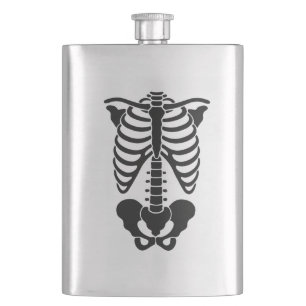 Vintage anatomische Skelett-Rippenkäfig-Grafik Got Flachmann